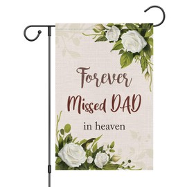 Louise Maelys Memorial Garden Flag Forever Missed Dad In Heaven Floral 12x18 Inch Grave Cemetery Double Sided Small Burlap Yard Outdoor Outside House Decor