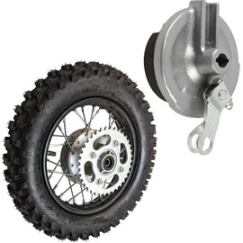 10" Rear Wheel Rim Tire Assembly 12mm Bearing 50cc 70cc 90cc 110cc Dirt Pit Pro Trail Bike CRF50 DRZ70 PW50 BBR50 TTR50 DRZ50 SSR 2.50-10 1.4x10 Rear Drum Brake (Tire: 2.50-10 with Drum Brake)
