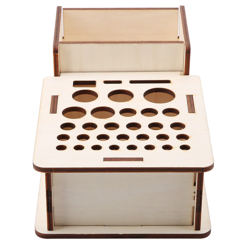 Multi Hole DIY Craft Tool Storage Wooden Holder Basswood Leather