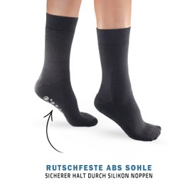 OCERA 3 or 6 Pairs of Thermal Stopper Socks with ABS - Non-Slip Socks with Inner Terry Cloth for Men and Women, House Socks, Yoga Socks, Oeko-Tex Certified Cotton, 3 pairs of grey-navy-black