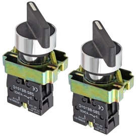 Mecion 2 Pack 2 Position Selector Switch, Selector Latching Switches Maintained Latching Rotary Select Selector Switch 10A 600V