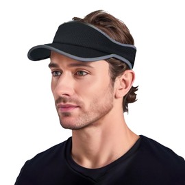 Sports Sun Visor Hats Adjustable Empty Top Cap Baseball Running Golf Tennis Visor Hat for Women and Men Black