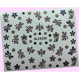 Nail Art 3D Glitter Decal Stickers Dragonfly Flowers Pink Purple Gold for Nails Design Nail Art Stickers Decals Supplies Manicure Tips Sticker Colorful for Nail Decorations
