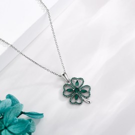 VENACOLY Clover Necklace 925 Sterling Silver Four Leaf Clover Necklace Clover Jewellery for Women