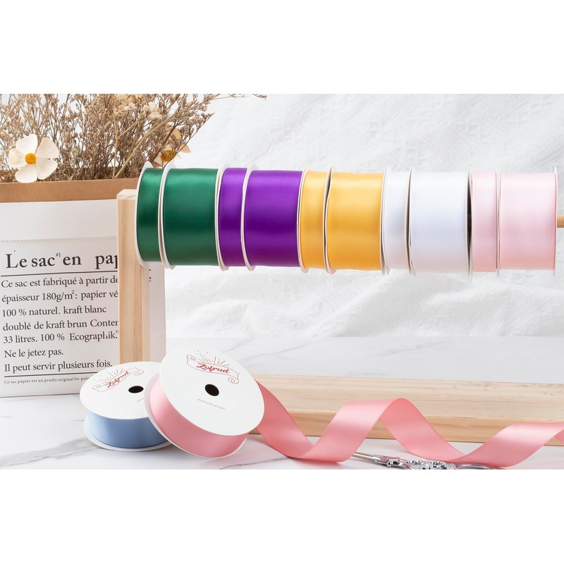 Zofrud 3 Rolls of Burgundy Double Faced Satin Ribbon -