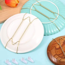 WANGXC 4 Pcs Plate Hangers for Walls Invisible Plate Hangers Stainless Steel W Shaped Spring Hook Holder Decorative Picture Hangers Wall Hooks for Decorative Plates and Art(10 Inch)