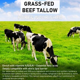 Beef Tallow Skincare, Grass-Fed Beef Tallow Face Cream, Whipped Beef Tallow Balm for Deep Hydration and Soothing - Natural Beef Tallow Body Moisturizer (5.29 Oz, Unscented)