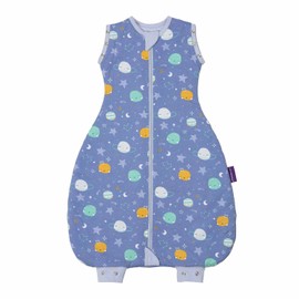 ClevaMama 3 in 1 Nite Nite Baby Romper - Newborn and Baby Swaddle Bag - 100% Cotton, 2.5 TOG, 0-9 Months, Blue