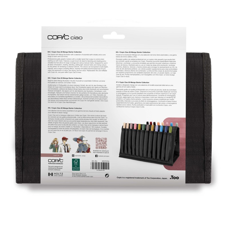 COPIC Ciao marker set A with 72 colours, all-round layout