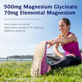 Innate Vitality Glicinato de magnesio 500 mg | Suplemento de magnesio elemental de 70 mg - Alta absorción, sin tampón, sin OMG ni gluten - Vegano - Sa
