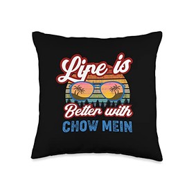 Chow Mein Cook. Funny Chinese Food Lover Idea Lovers 'Life is Better with Chow Mein' Saying Throw Pillow, 16x16, Multicolor
