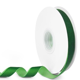 HimBen Green Velvet Ribbon, 5/8 inch 10 Yards Vintage Velvet Ribbons Perfect for Christmas Tree Ornaments, Gift Wrapping, Wedding Decoration, Bows, Sewing, Crafts, Wreath and More