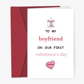 Qiyepbro Boyfriend First Valentines Card, First Valentine's Day Together, Valentine Card To Significant Other Boyfriend To My Boyfriend on Our First Valentines Day