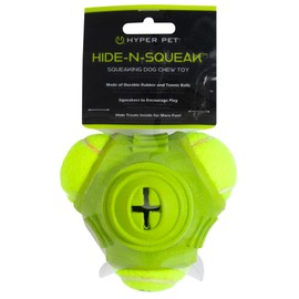 Hyper Pet Hide-N-Squeak Triad Dog Toy Rubber Triad and Tennis Ball Fetch Chew Toy for Dogs Interactive Treat Toy