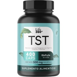 LIFE 360+ TST | 400 Cápsulas | Fenogreco, L-Arginina, Creatina Monohidratada, Magnesio, Vitamina D, Vitamina B6 y Oxido de Zinc | Suplemento Alimenticio | Cápsulas de Gelatina | 400 Porciones