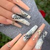 LANODO 12 Pcs Nail Stickers, Black, Gray, Nail Seal, Plant,