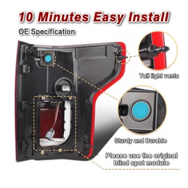 ZSBMP LED Black Tail Lights Assembly with Blind Spot Compatible with 2017 2018 2019 Ford F150 Taillight Rear Brake Lamp Signal Assembly OE:HL3Z13405F(Left Driver Side)