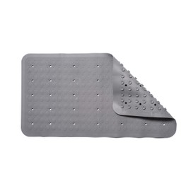 Croydex AG220531H Anti-Bacterial Raised Oval Rubber Bath Mat, Grey with Hygiene 'N' Clean, 1.5x66x35.5 cm
