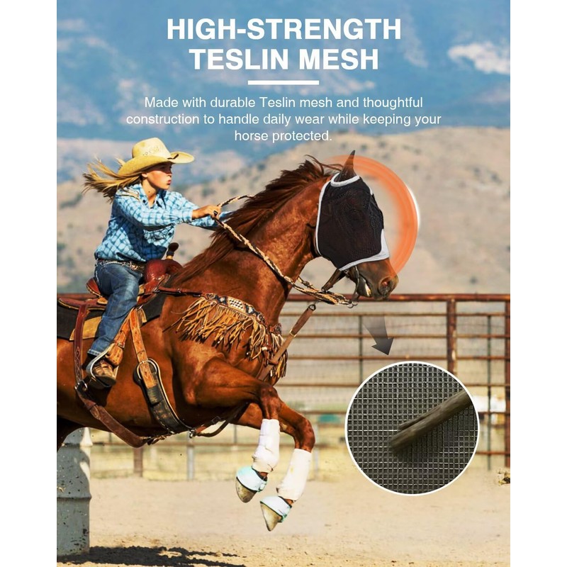 Hilltown Adjustable Fly Mask for Horse with Ears - Horse,