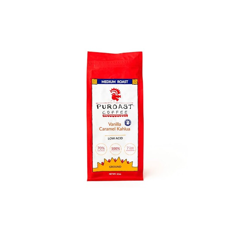 Puroast Low Acid Coffee Flavored Coffee | Vanilla Caramel Kahlua
