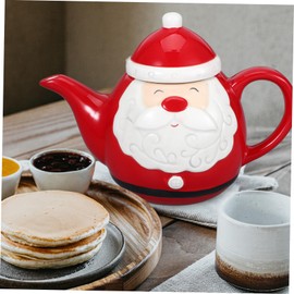 MAGICLULU Ceramic Santa Claus Shaped Teapot Retro Christmas Teaware for Xmas Parties Ergonomic Design Easy Pouring for Friends Family
