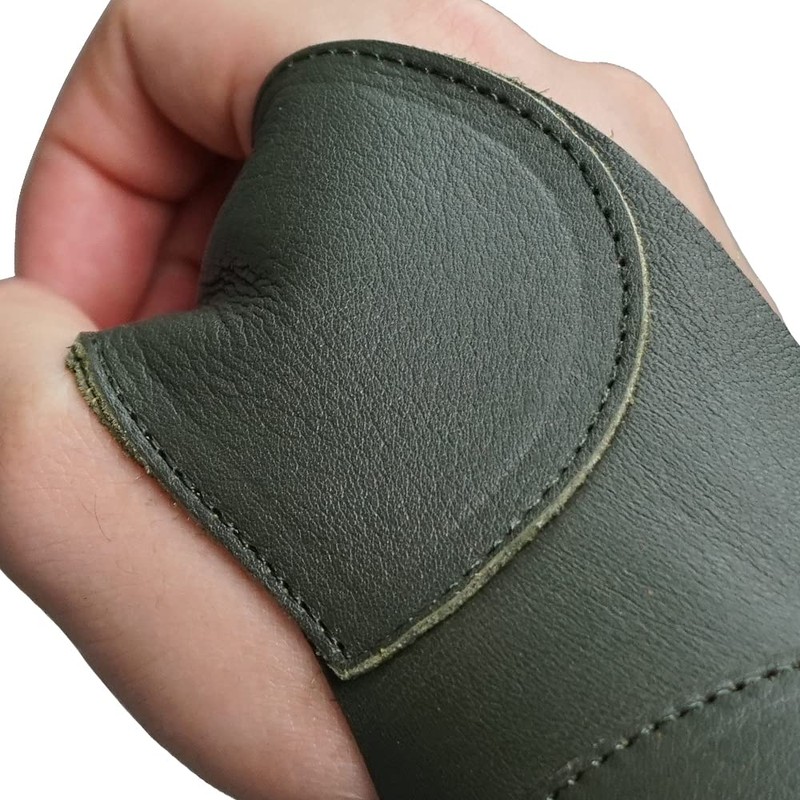 ArcheryMax Handmade Leather Arm Guard Bow Hand shooting Glove (Green,