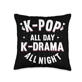 K-Pop All Day K-Drama All Night - K Pop Merch Throw Pillow