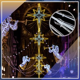 Wettal 43'' Christmas Star of Bethlehem LED Star Hanging Lights Nativity Holy Family Light for Door Window Porch Wall Decoration Plug Operated Lighted Hanging Tree Topper(White, Warm Light)