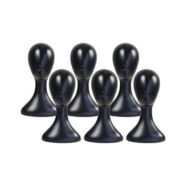 6 PACKS!! Studio Limited Professional Plastic Mannequin Head (Black), Durable Women Model Wig Stand Display