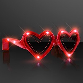 FlashingBlinkyLights Red Heart Shape Light Up Sunglasses (Set of 12)