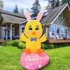 FARONZE Easter Inflatable Chick on Egg Blow-up Lighted Indoor &