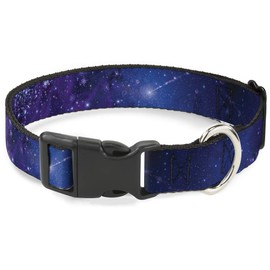 Buckle Down Plastic Clip Collar - Galaxy Blues/Purples - 1/2" Wide - Fits 8-12" Neck - Medium