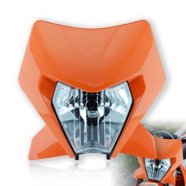 fewfuss Universal Dirt Bike LED Headlight Kit, Motorcycle Dirt Pit Bike Enduro Head Light Low High Beam Orange