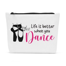 Dance Makeup Bag, Funny Dancer Gifts for Girls, Dance Gifts, Dance Cosmetic Bags for Dancers, Dance Teacher Gifts, Life Is Better When You Dance Makeup Pouch, Christmas Birthday Gifts for Dancer