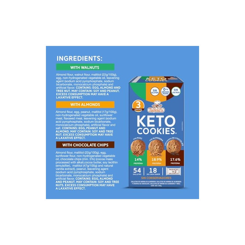 Taifeld's KETO COOKIES, 3 Flavor pack, 54 Cookies, Healthy, BEST