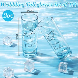 Sliner 100 Set Wedding Favors for Guests Bulk 2oz Acrylic Take a Shot We Tied the Knot Shot Glasses with Thank You Cards Organza Bags for Guest Souvenirs Wedding Newlyweds Bridal Shower Gifts (Blue)