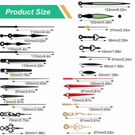 AOUZOVLI 8 Sets Uhrwerk für Wanduhr Lautlos Quarz Uhrwerk zum Selbsteinbau mit Zeiger, (13/16/18/20/22 Mm) 5 Verschiedenen Schaftlängen Quarz Uhrwerk Mechanismus Ersatzteile für DIY Wanduhr Reparatur