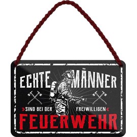 N / A Echte Männer sind bei der Freiwilligen Feuerwehr HS517 Hanging Sign 18 x 12 cm