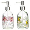 17oz Flower Glass Soap Dispenser Bottle with Plastic Pump,Set of