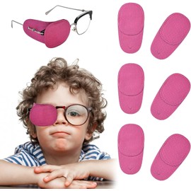6 Piezas Parche para Anteojos, Tamaño Grande Parches Oculares Niños, Gafas para Vagos, Parches para Ojos para Gafas, Reutilizable no Tejido Gafas para Vagos para Adultos Niños Ojo Perezoso Ambliopía Estrabismo (Rosa)
