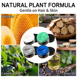 4Pcs Temporary Hair Color Wax Natural Hair Color Wax for Cosplay, Masquerade & Festivals Party – Easy Wash-Out Styling Pomade with Instant Results and Long-Lasting Hold(White/Gray/Green/Blue)