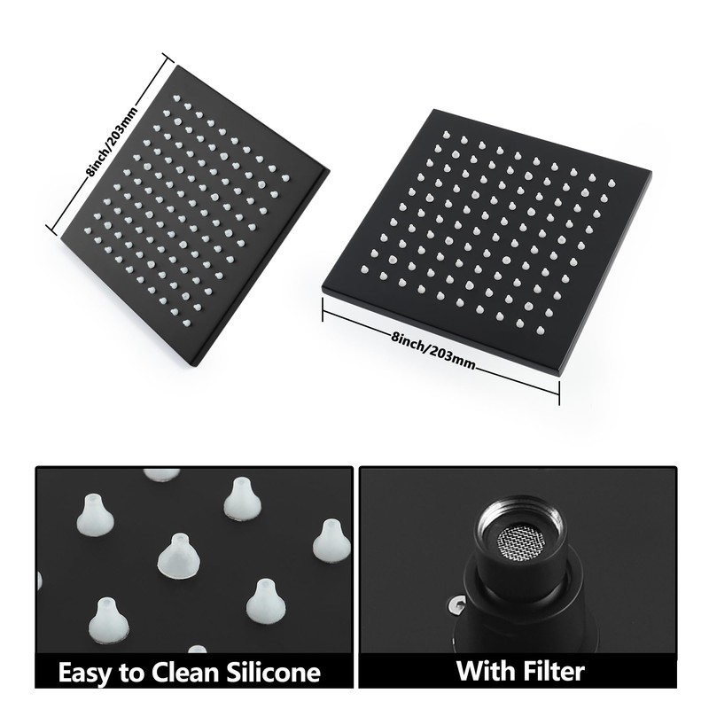 SKOWLL Rain Head Shower Kit Wall Mounted LED Shower Faucet