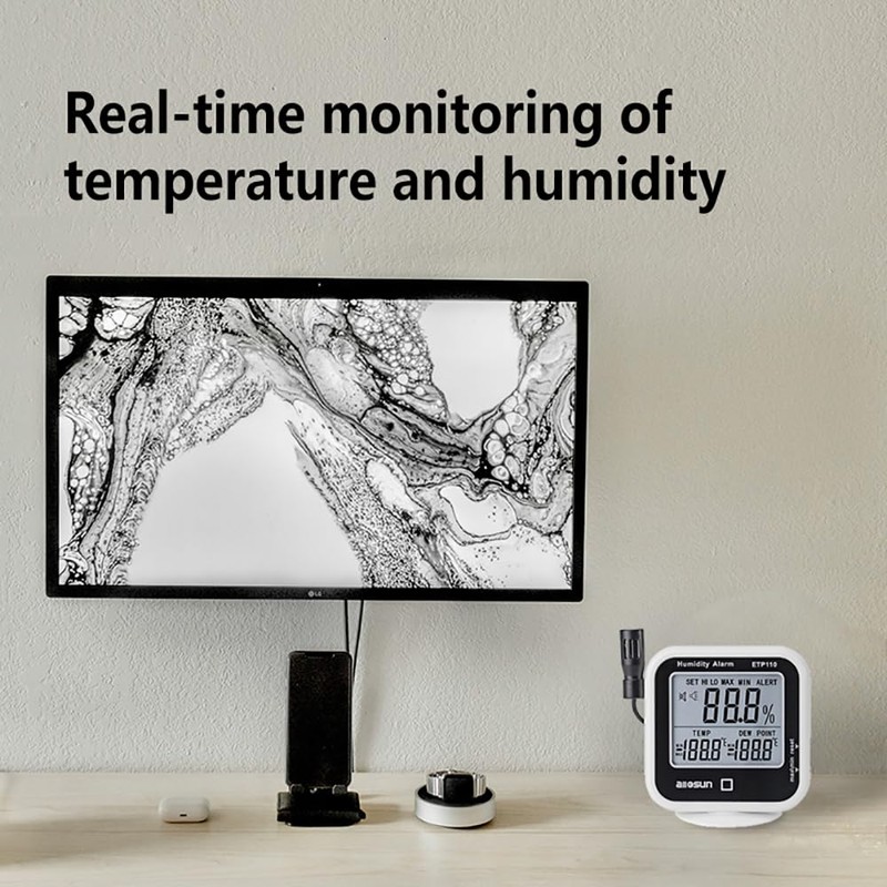 ALLOSUN Digital Thermometer Hygrometer Indoor Humidity Greenhouse Temperature Monitor Alarm