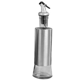 Olivenöl Spenderflasche, 350ml Edelstahl Glas Ölflasche mit Tropfschutzdüsen, Essig Ölspender Flasche Küchengerät für Kochen, Salat, Grillen