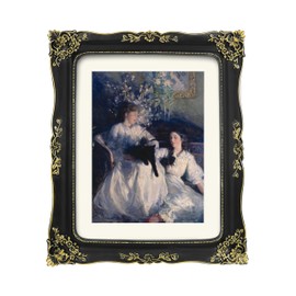 iAmoy 11x14 Vintage Picture Frame with Embossed Flower Design, Baroque Black Picture Frames 11x14 Display Picture 8x10 with Mat, Vertically or Horizontally, Wall Hanging and Tabletop Display