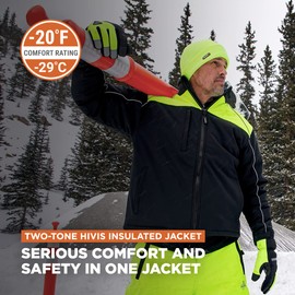 RefrigiWear Black/Lime Hivis Insulated Work Jacket for Men, -20°F (-29°C), Medium