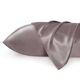 Bedsure Satin Pillowcase Standard Set of 2 - Dusty Rose Silky Pillow Cases for Hair and Skin 20x26 Inches, Pillow Covers with Envelope Closure, Similar to Silk Pillow Cases, Gifts for Women Men