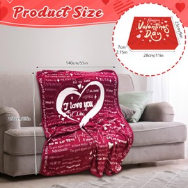 sesameless Valentines Day Gift for Him Her, Valentines Day Blanket Gifts, Romantic I Love You Blanket Valentines Day Decor Valentines for Her Girlfriend (140 * 160cm)