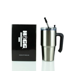 Hogg 20oz Sublimatable Grippy Tumbler Case (24 Pack) with Removable Handles, Lids, and Stainless Steel Straws, DIY, Customizable, Double Wall Insulated Tumblers (Clear)