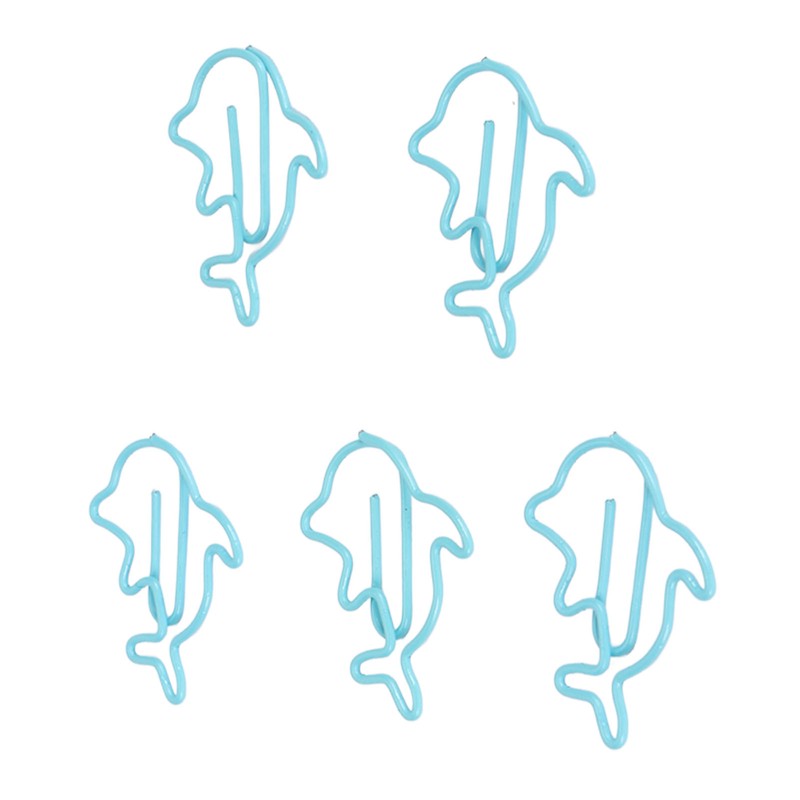 100Pcs Cute Paper Clips Blue Dolphin Style Exquisite Color Strong